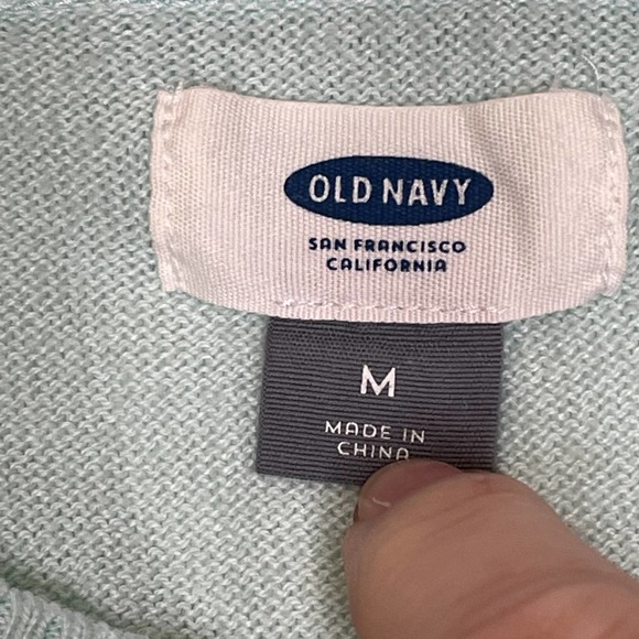 Old Navy Womens Sweater Size Medium Teal Cotton Crew Neck - Picture 4 of 5